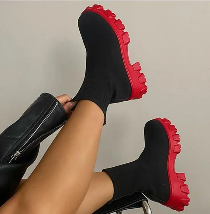 Freya | Ribbed Sock Boots