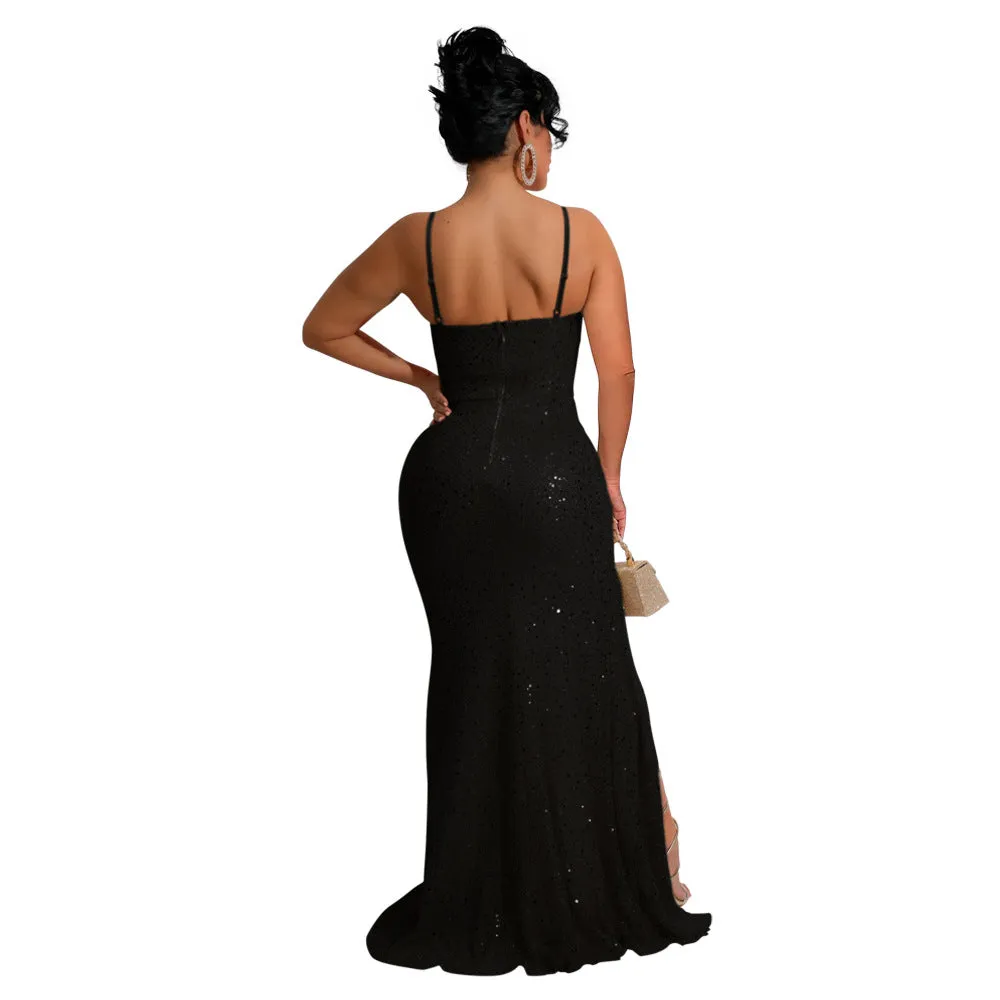 Glamorous Sequined Strap Formal Ball Gown for Show-Stopping Evenings