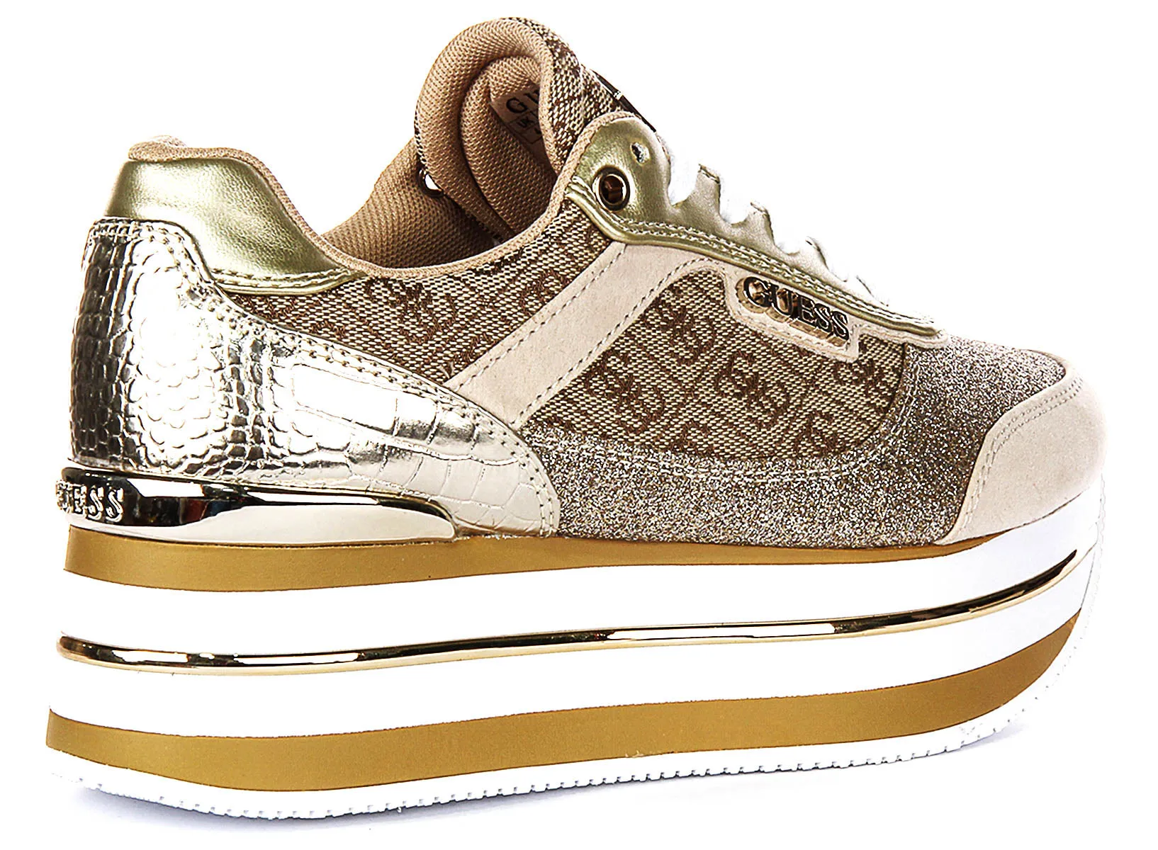 Guess Hansin Platform Sneaker In Beige Brown For Women