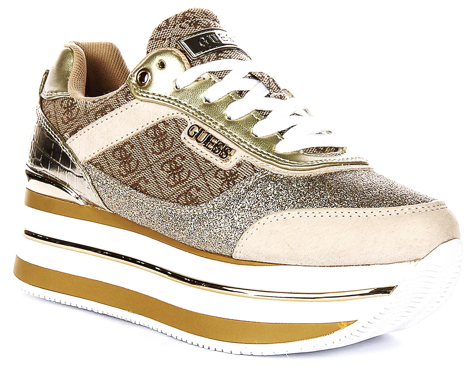Guess Hansin Platform Sneaker In Beige Brown For Women