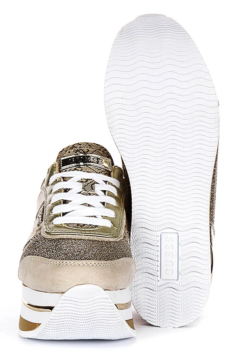 Guess Hansin Platform Sneaker In Beige Brown For Women