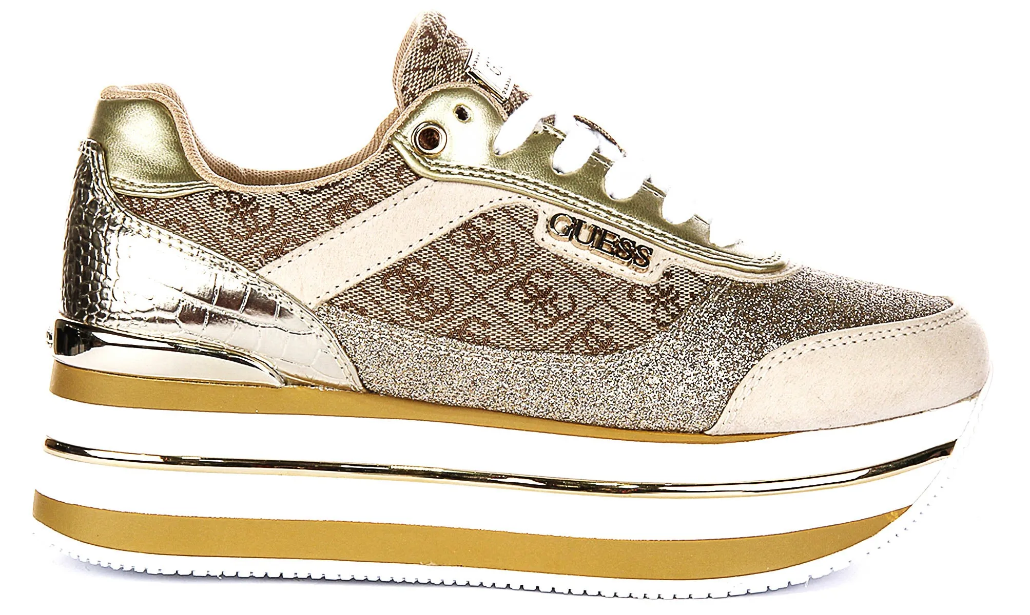 Guess Hansin Platform Sneaker In Beige Brown For Women