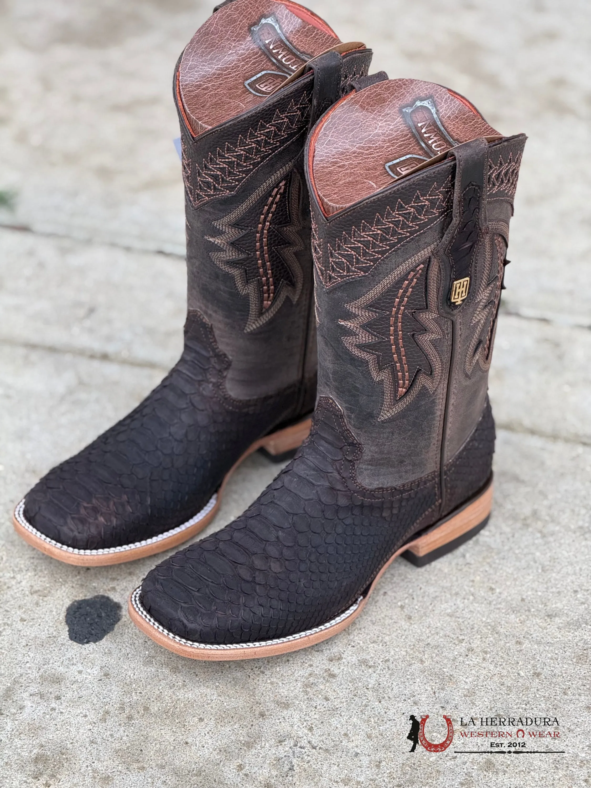 HOMETOWN MEN PYTHON BROWN MATTE SQUARE TOE