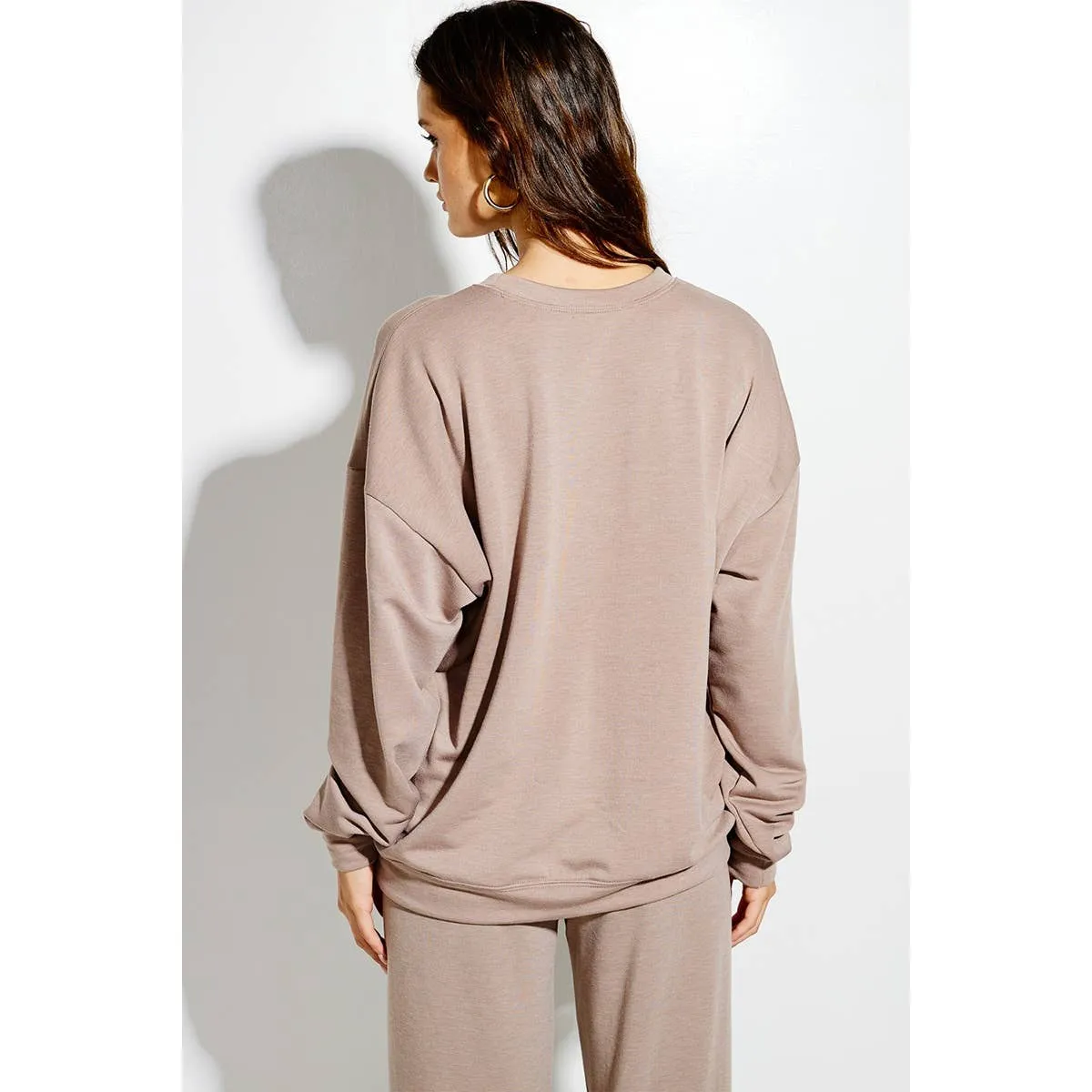 Howdy boots print soft sweatshirt set in Mocha TB915G12253