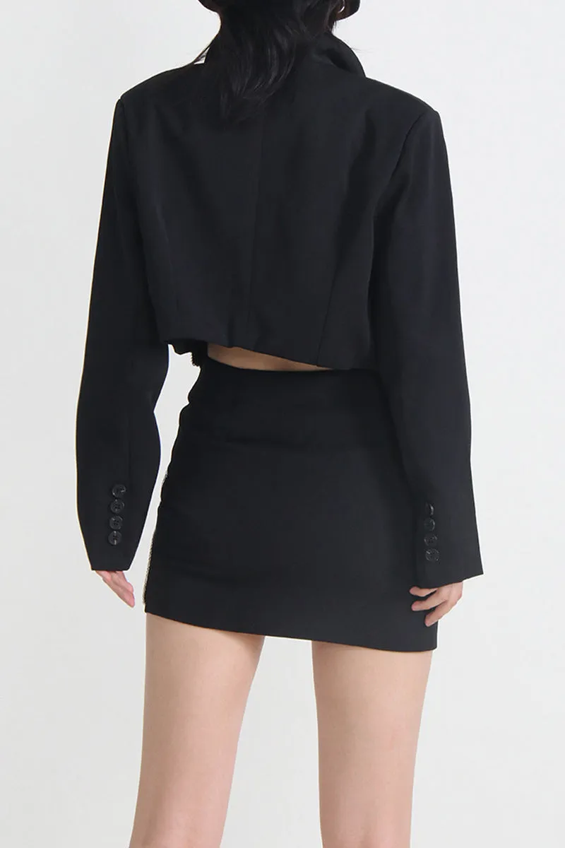 HUS1412 Glam Bow Cutout Blazer Dress Set