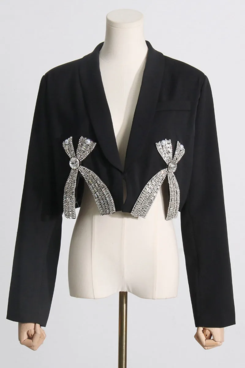 HUS1412 Glam Bow Cutout Blazer Dress Set