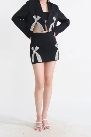 HUS1412 Glam Bow Cutout Blazer Dress Set