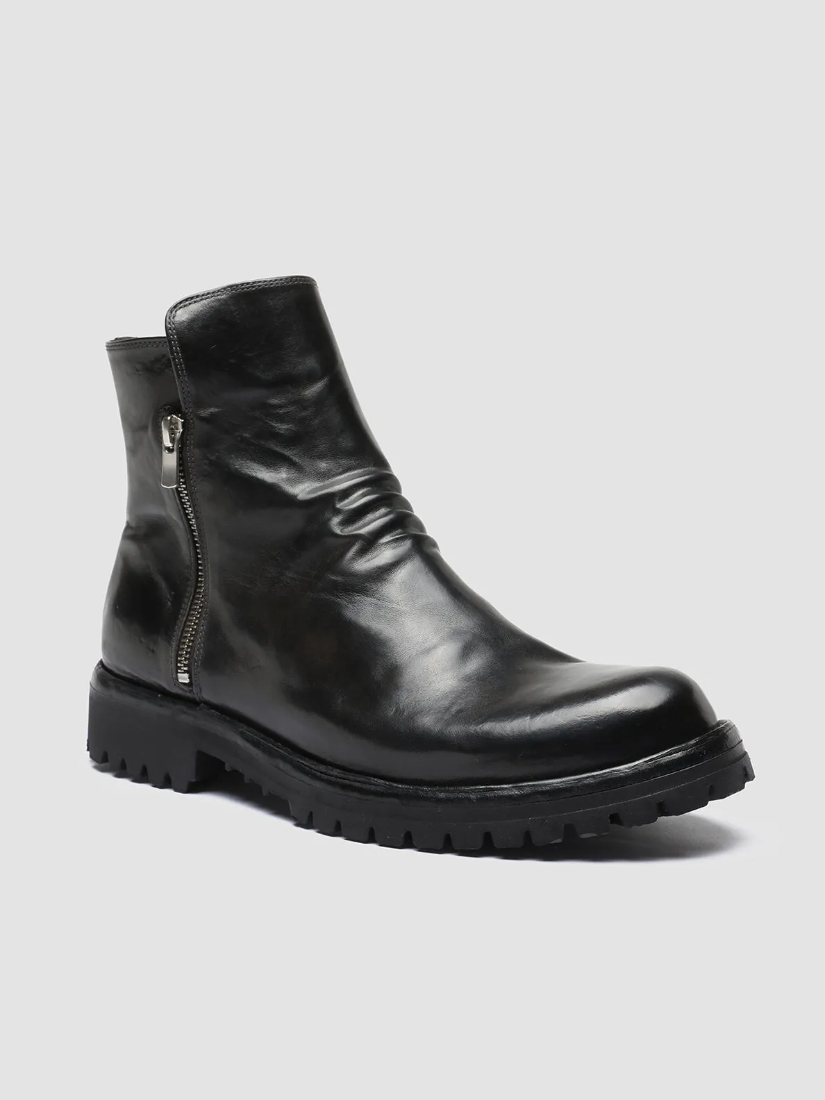 IKONIC 004 - Grey Leather Zip Boots