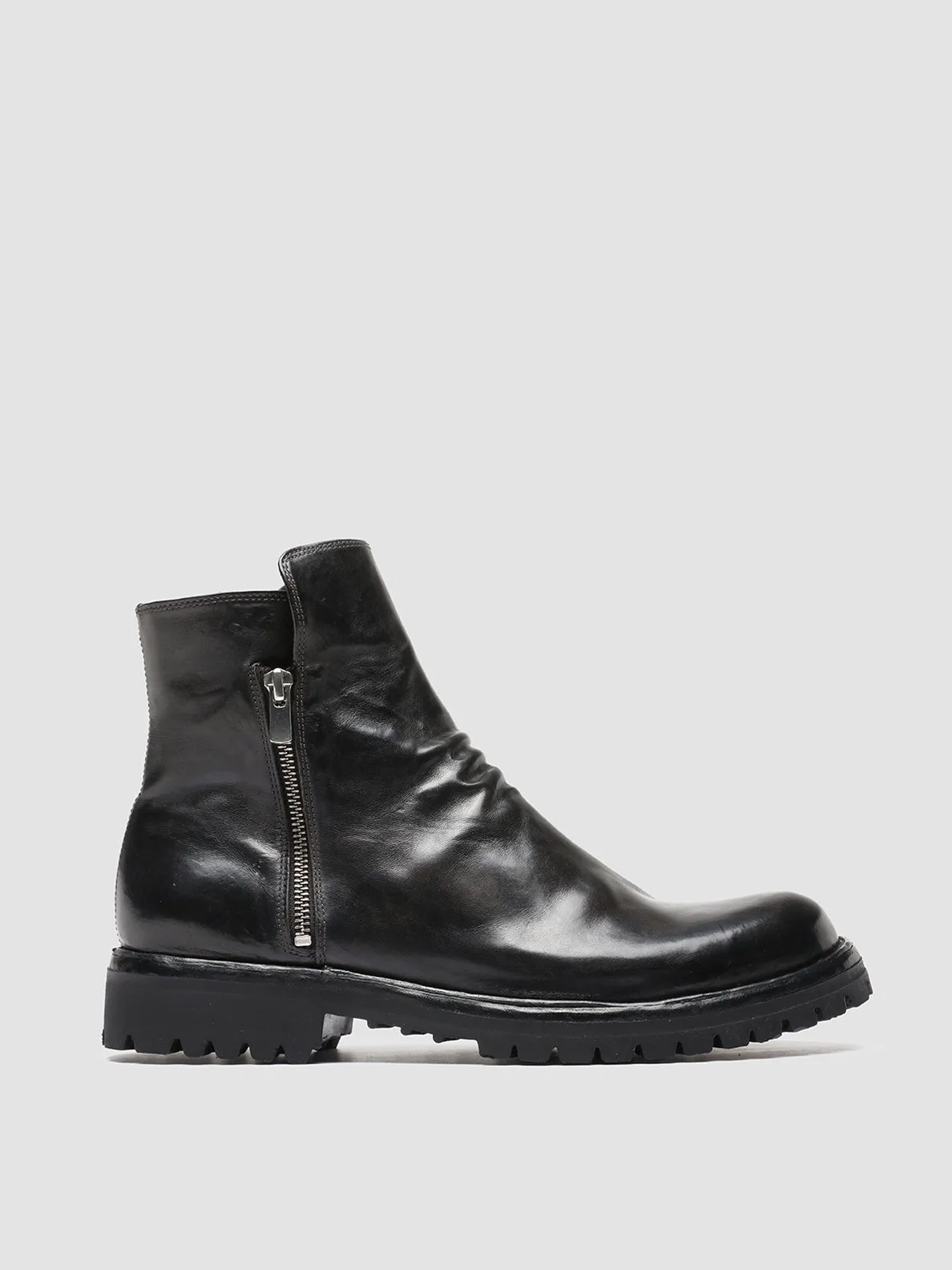 IKONIC 004 - Grey Leather Zip Boots