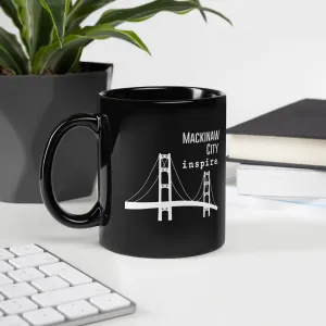 inspire Mackinaw City Black Glossy Mug