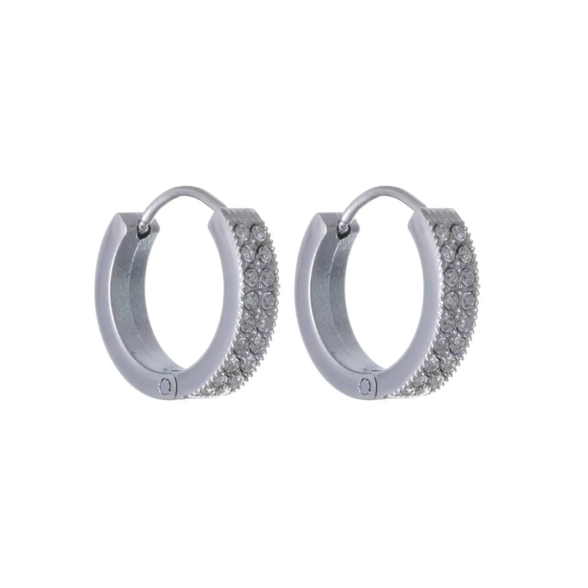Kaksiriviset strassi korvarenkaat 10mm (Teräs 316L)