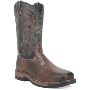 Laredo Mens Hawke Soft Toe Brown/Black Leather Work Boots 10.5 EW