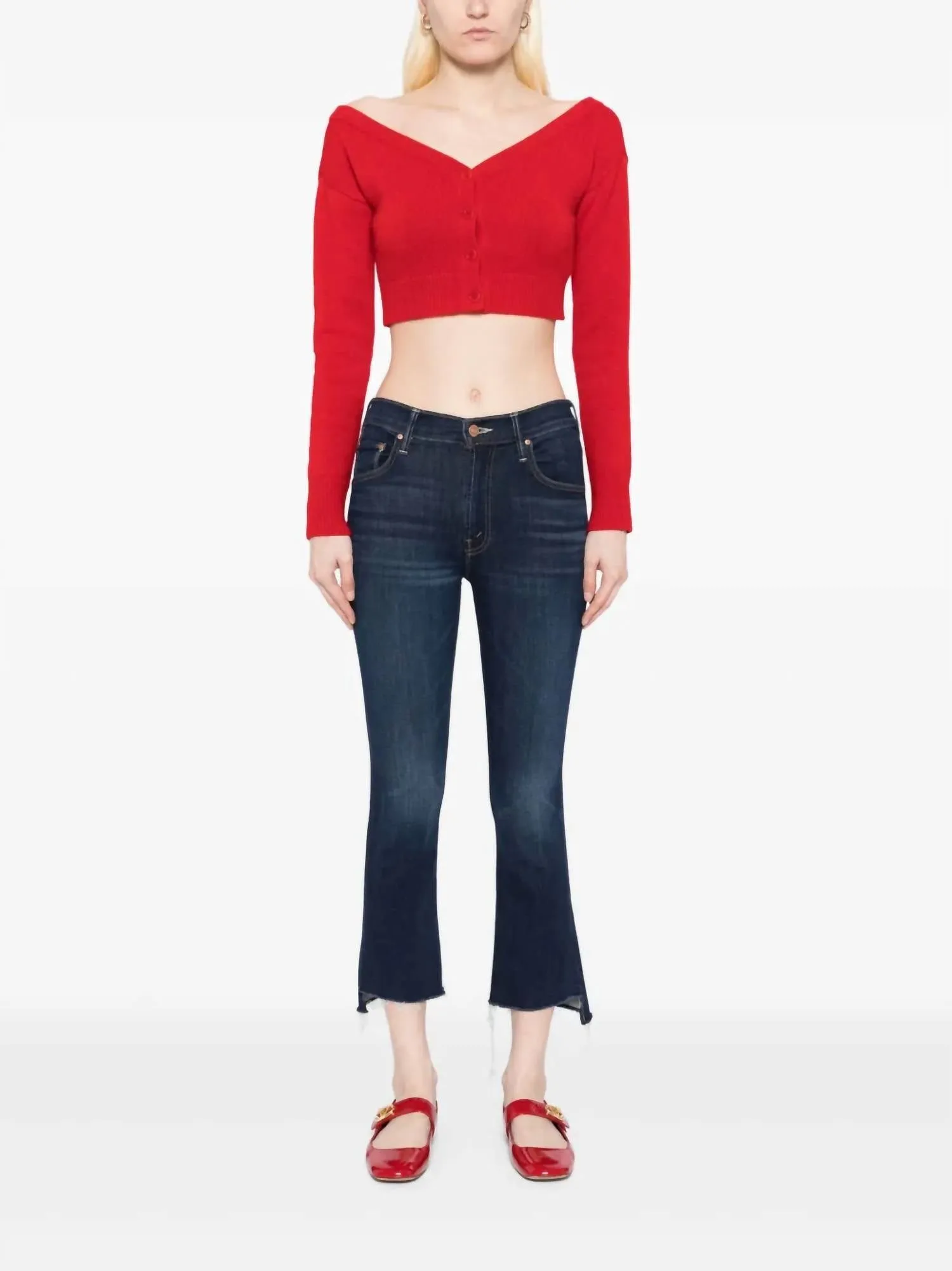 Lil' Insider Crop High-Waisted Boot Cut Jeans In Off Limits