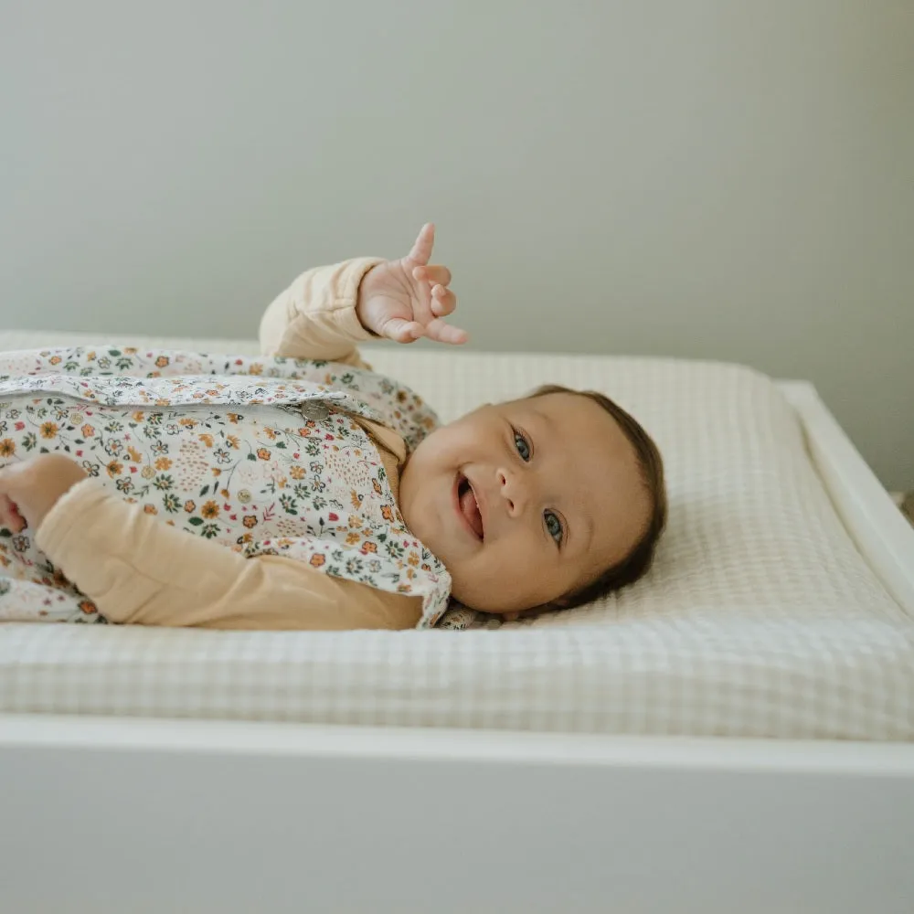 Little Unicorn Cotton Muslin Changing Pad Cover (Tan Gingham)