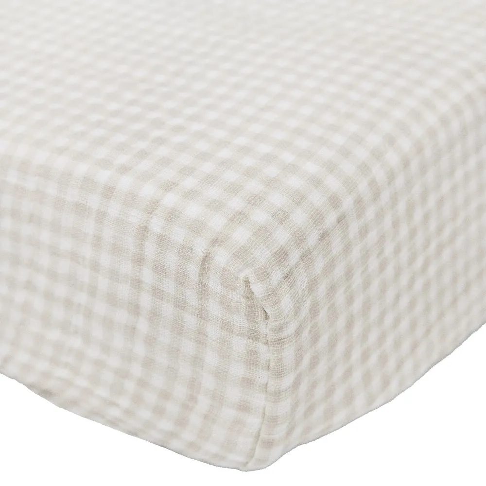Little Unicorn Cotton Muslin Changing Pad Cover (Tan Gingham)