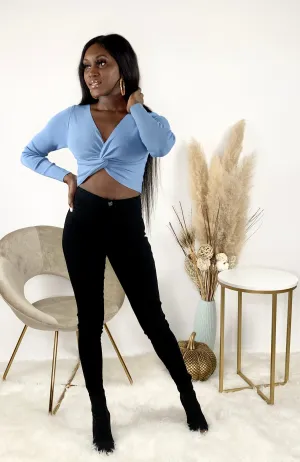 Long Sleeve Knit Top | Blue
