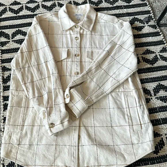 Madewell Bouclé Oversized Shirt-Jacket in Windowpane
