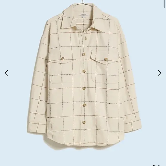 Madewell Bouclé Oversized Shirt-Jacket in Windowpane