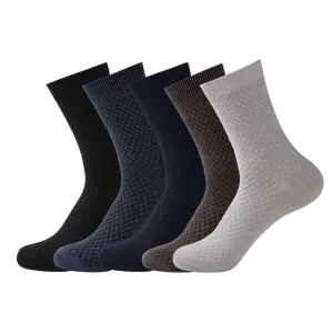 Mens 4 Pairs of Breathable Bamboo Fibre Crew Busniess Socks