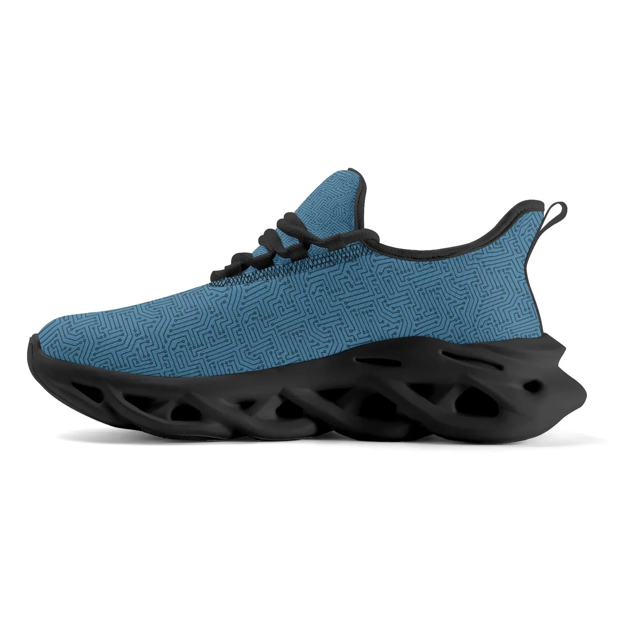 Mens Cobalt Blue & Black Circuitry Pattern M-sole Sneakers
