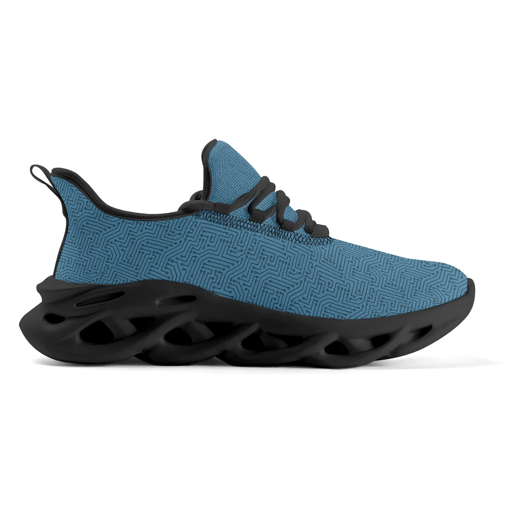 Mens Cobalt Blue & Black Circuitry Pattern M-sole Sneakers