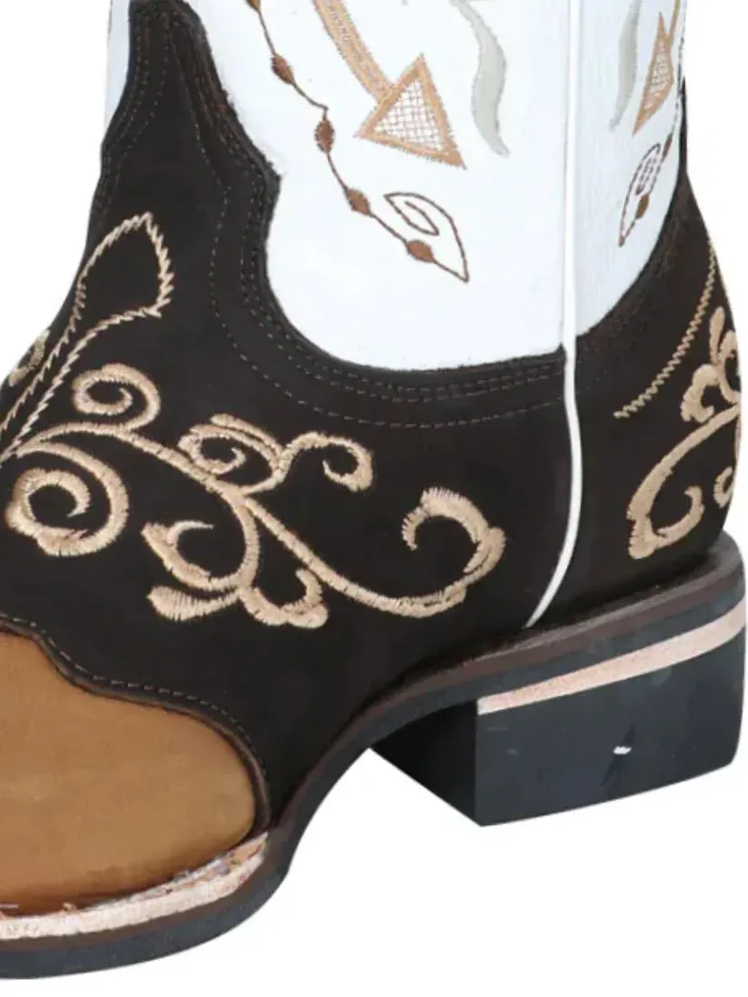 Men's Genuine Leather Embroidered Saddle Cowboy Boots 'El Señor de los Cielos' 124078