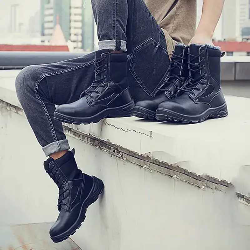 Men's High-top Plush Lined Steel Toe Work Boots