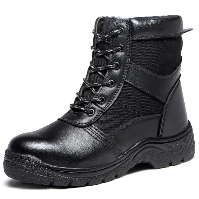 Men's High-top Plush Lined Steel Toe Work Boots