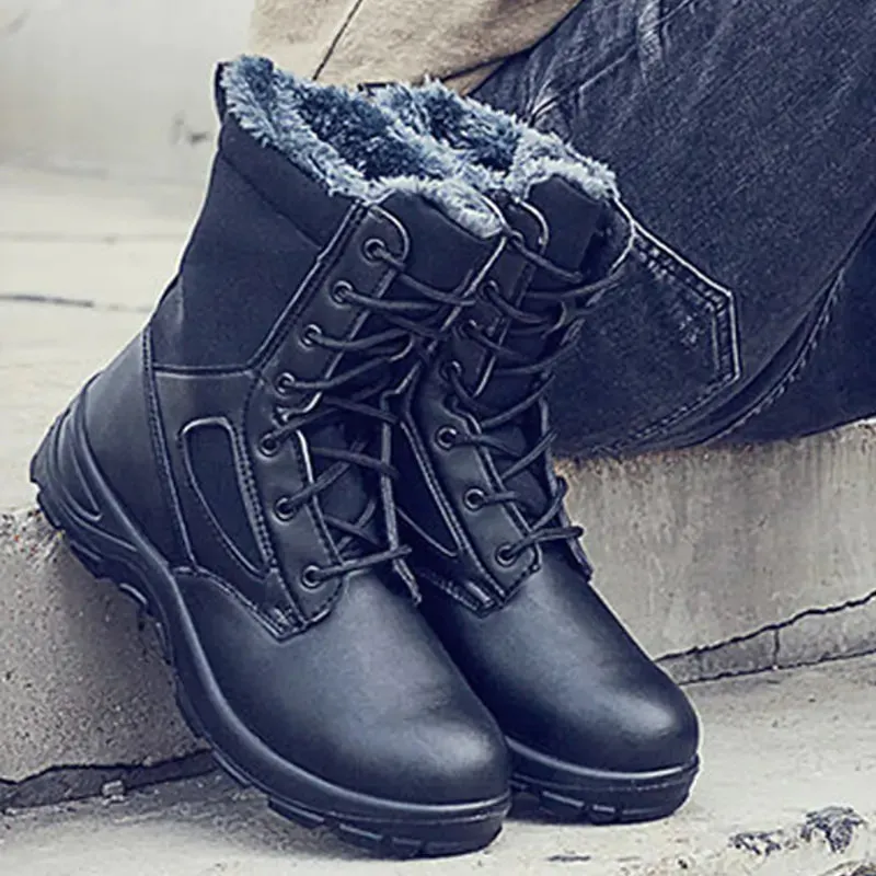 Men's High-top Plush Lined Steel Toe Work Boots