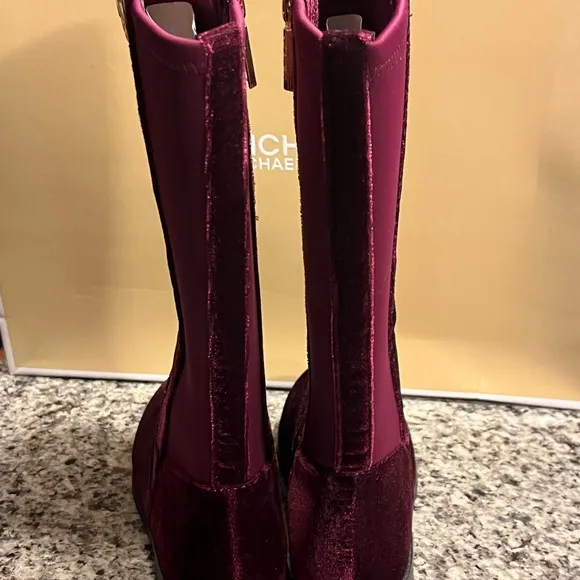 Michael Kors Emma Lily velour boots grade school new Plum Youth Girls Size 1