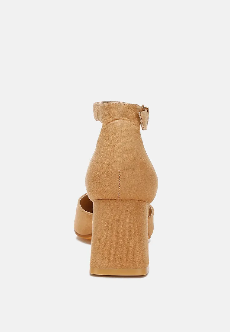 Microfiber Block Heel Sandals by RUW