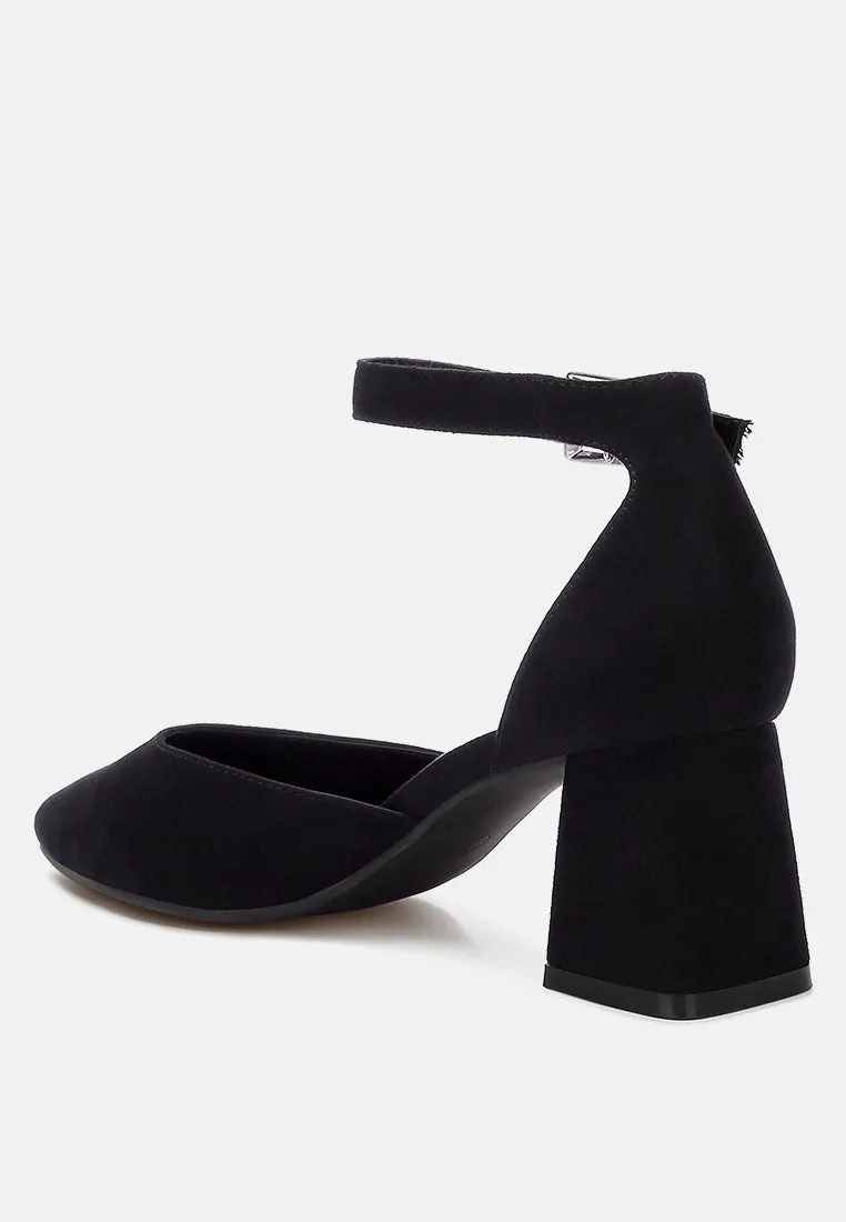 Microfiber Block Heel Sandals by RUW