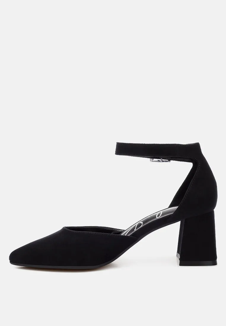 Microfiber Block Heel Sandals by RUW