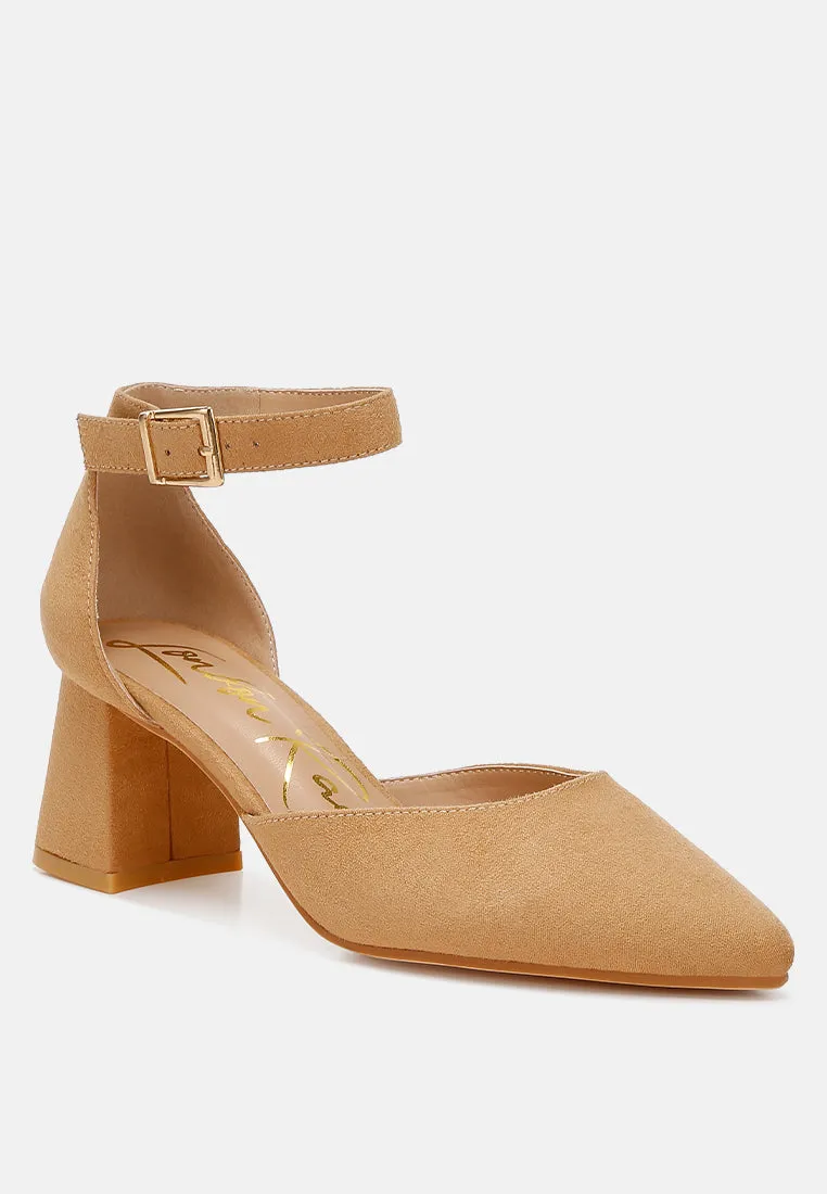 Microfiber Block Heel Sandals by RUW