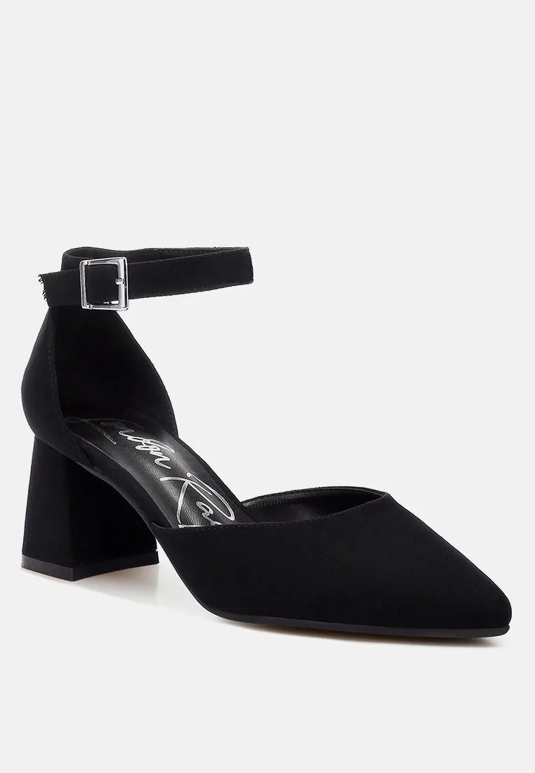 Microfiber Block Heel Sandals by RUW