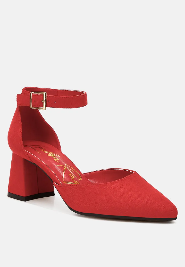Microfiber Block Heel Sandals by RUW
