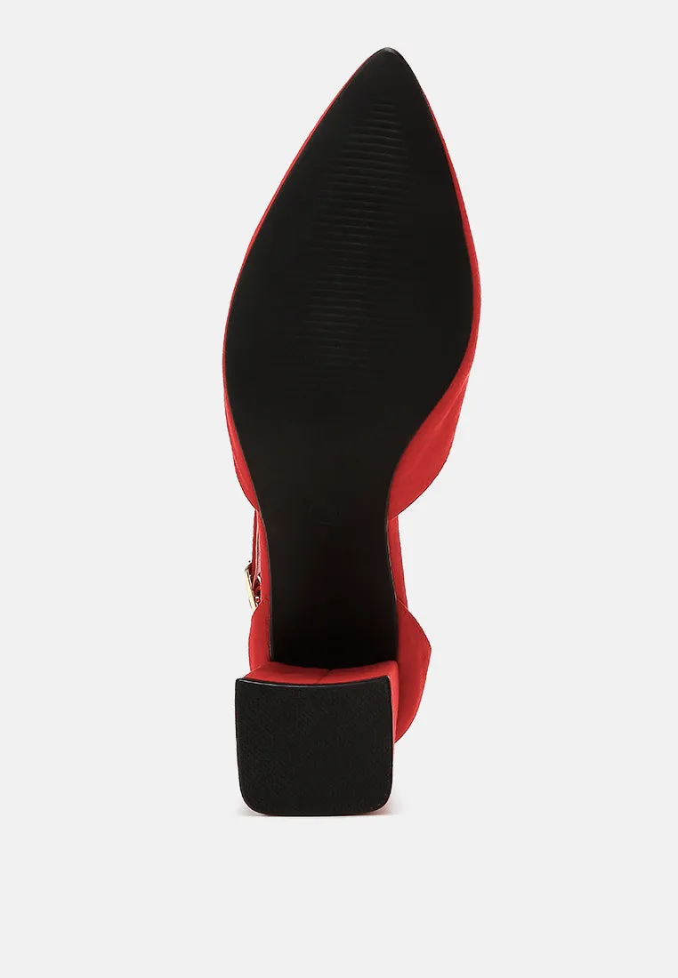 Microfiber Block Heel Sandals by RUW