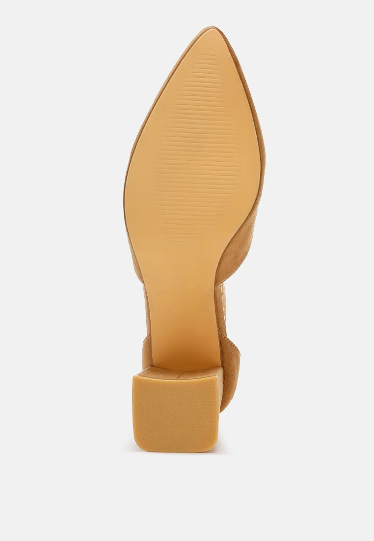 Microfiber Block Heel Sandals by RUW