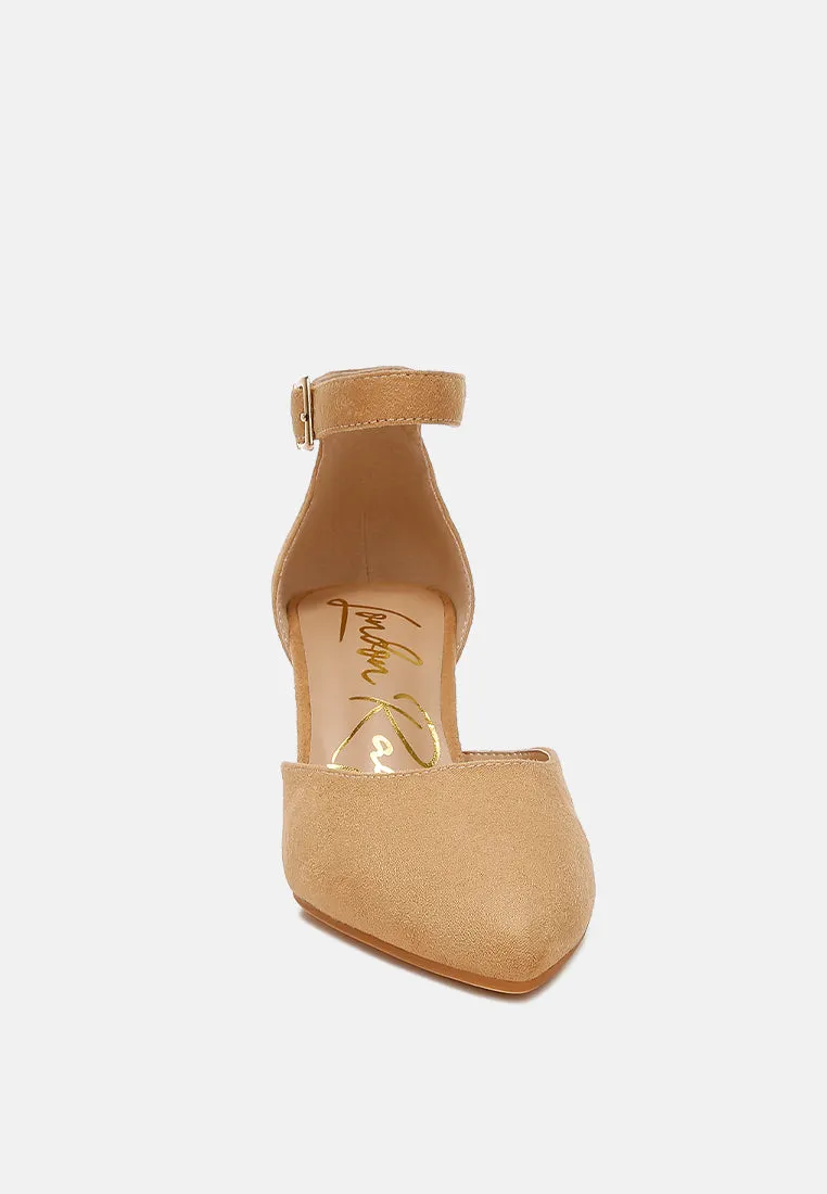 Microfiber Block Heel Sandals by RUW