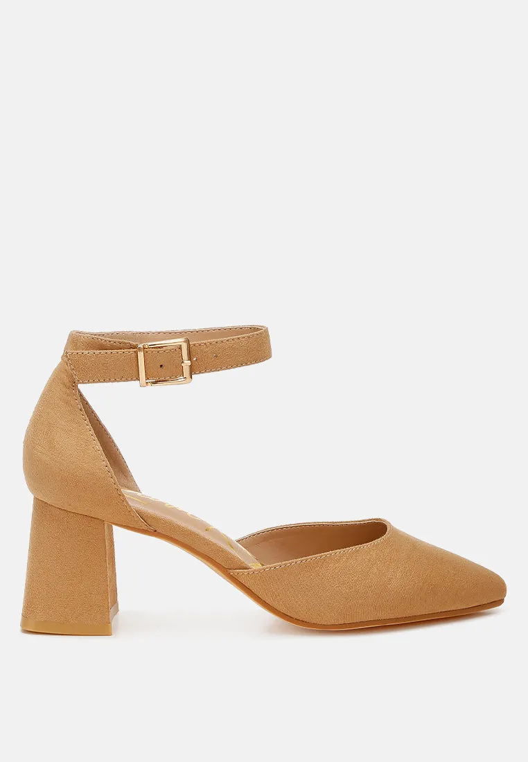 Microfiber Block Heel Sandals by RUW