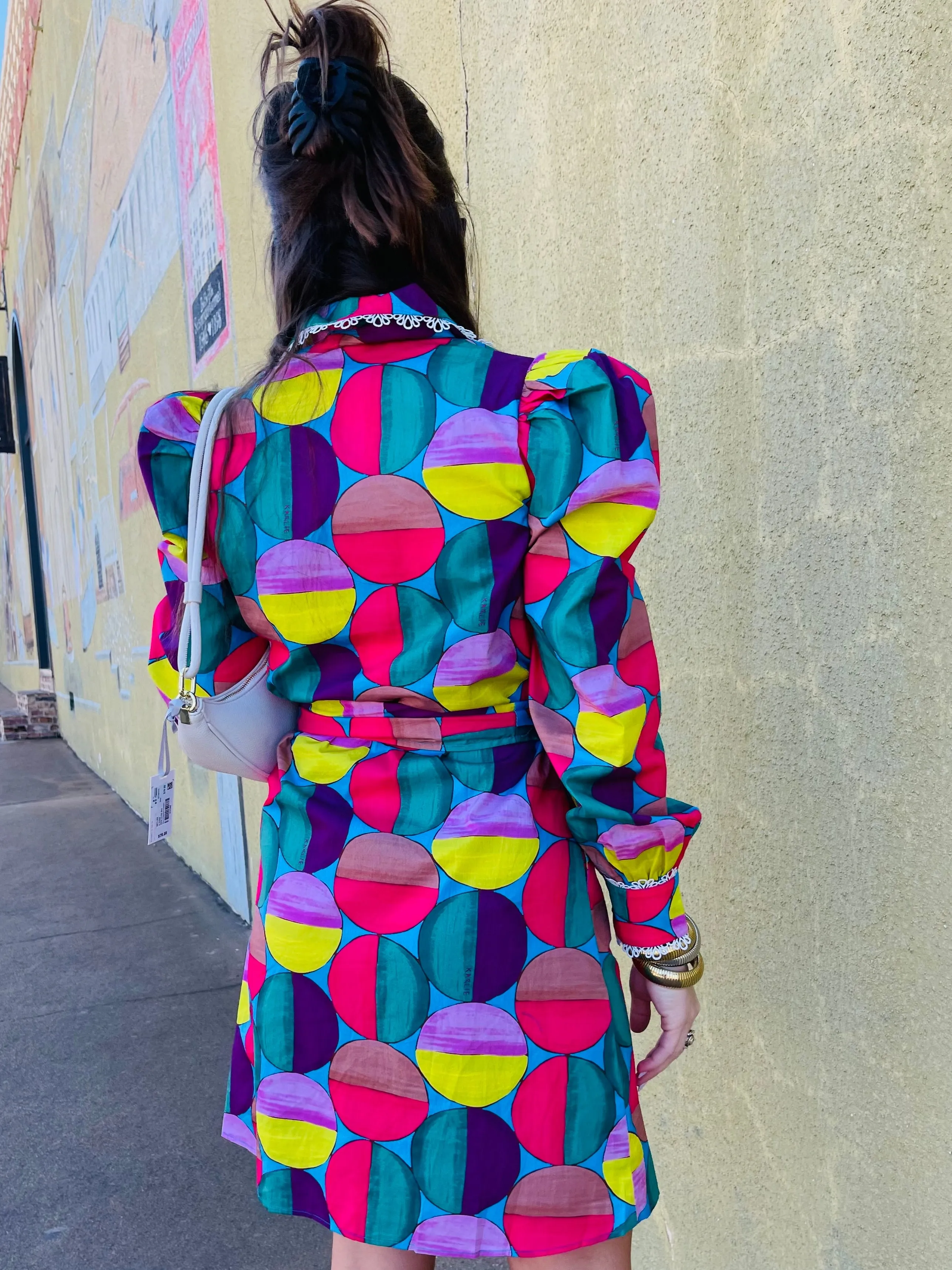 Modern Pop Shirt Dress W/Tie