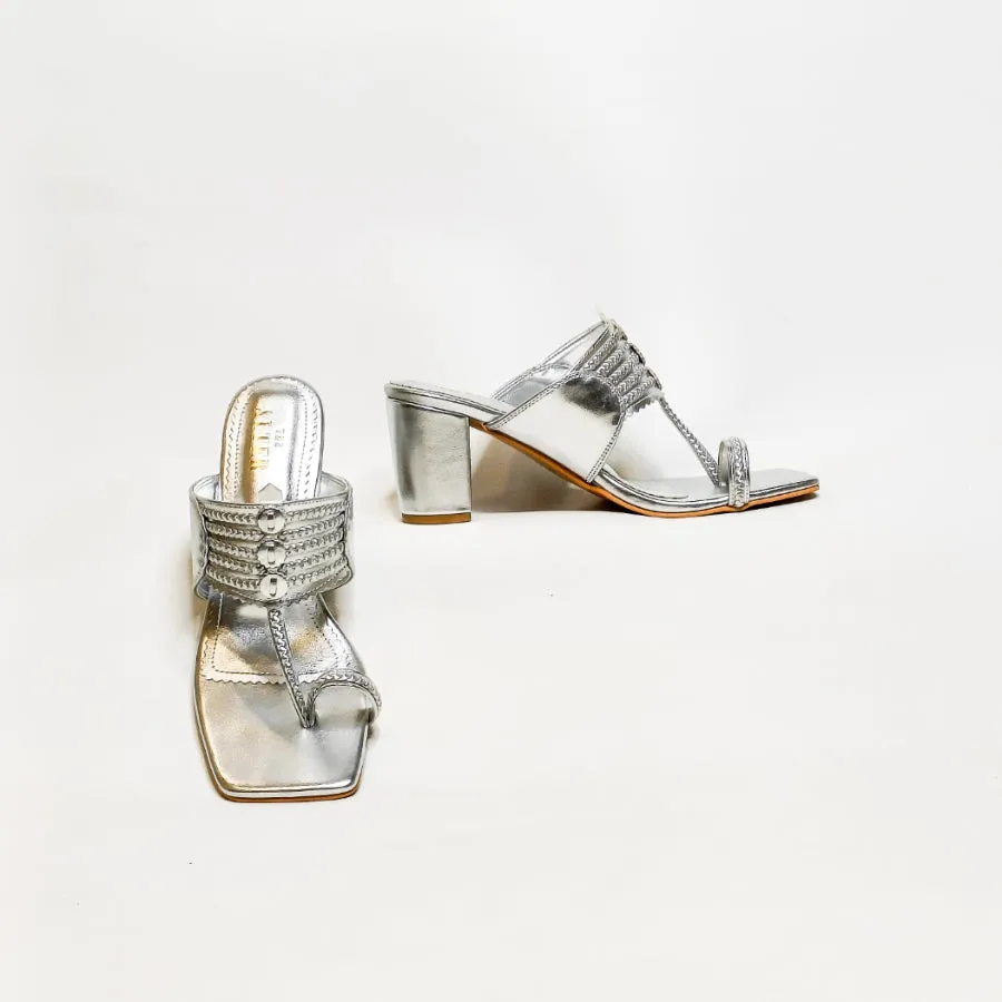 Monochrome T shaped Kohla Block Heels