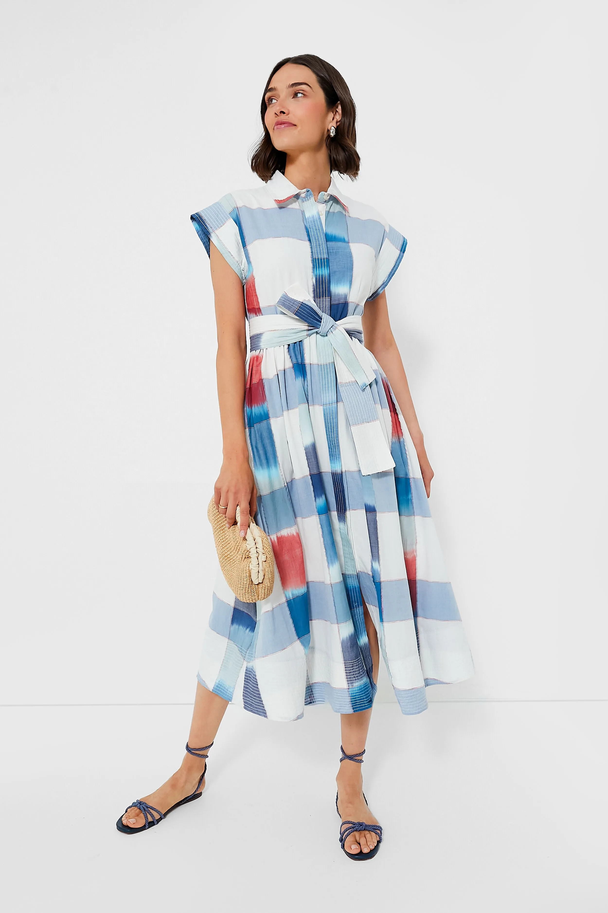 Montauk Blue Belted Shirt Dress