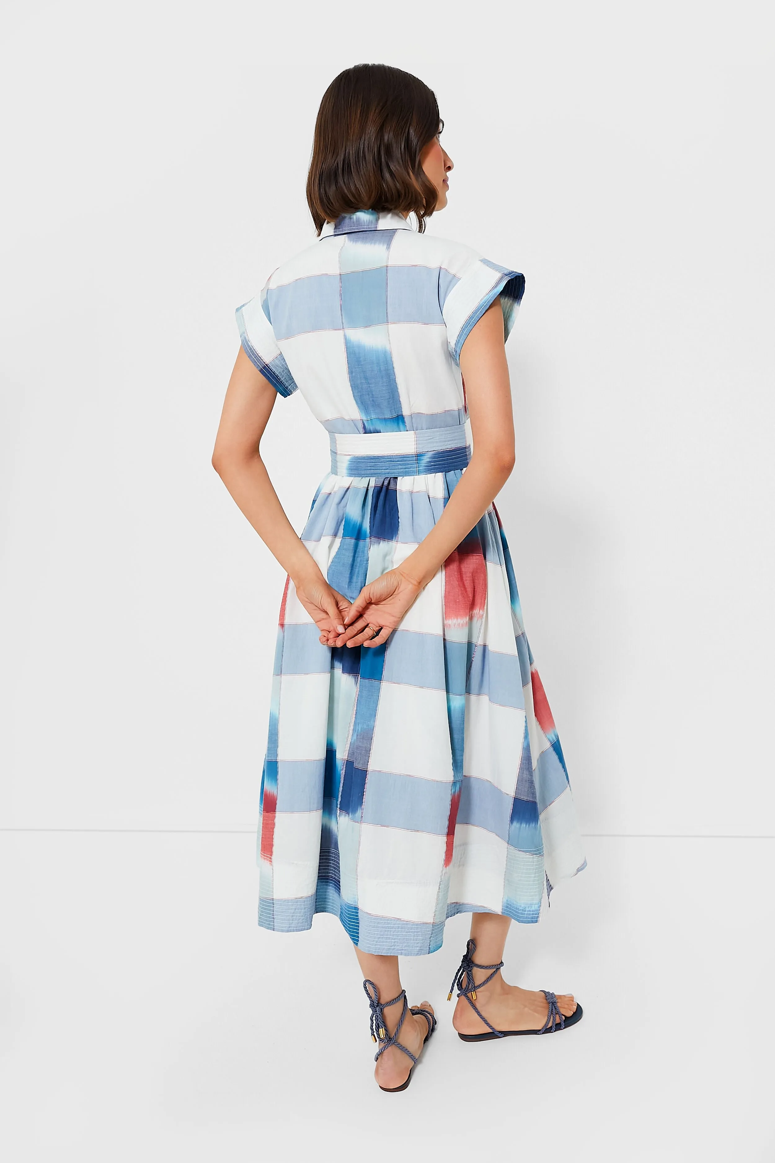 Montauk Blue Belted Shirt Dress