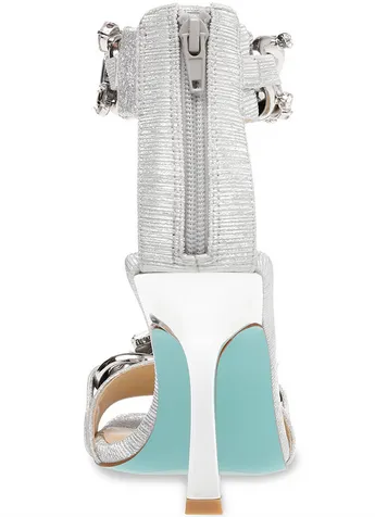 Morea Silver Ankle Strap Heels
