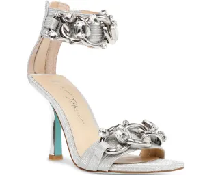 Morea Silver Ankle Strap Heels