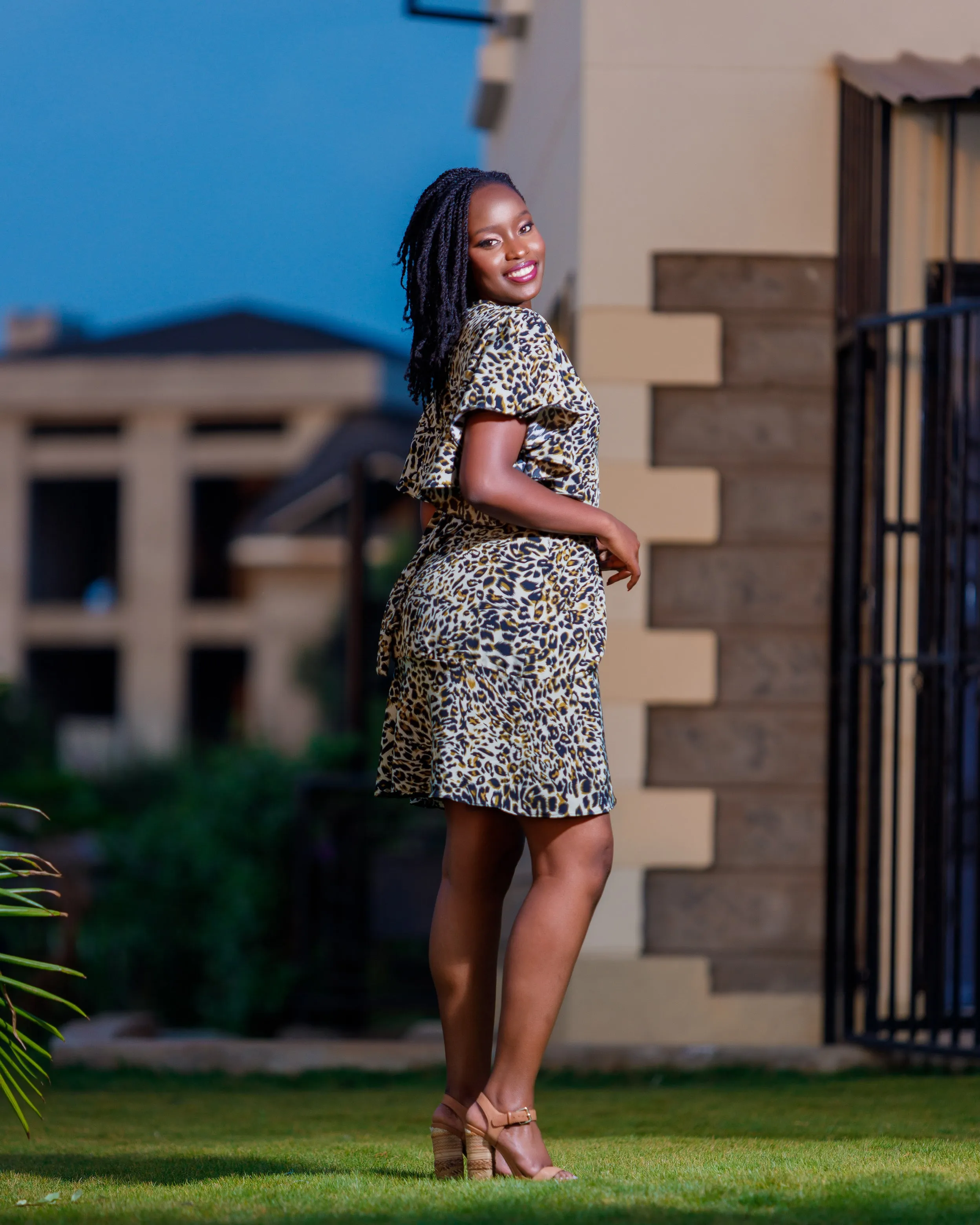 Mwala Wrap Sundress- Animal Greenish