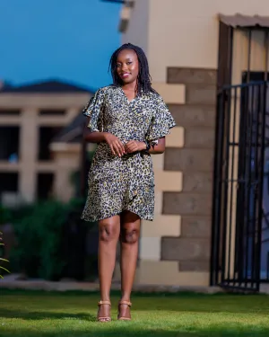 Mwala Wrap Sundress- Animal Greenish