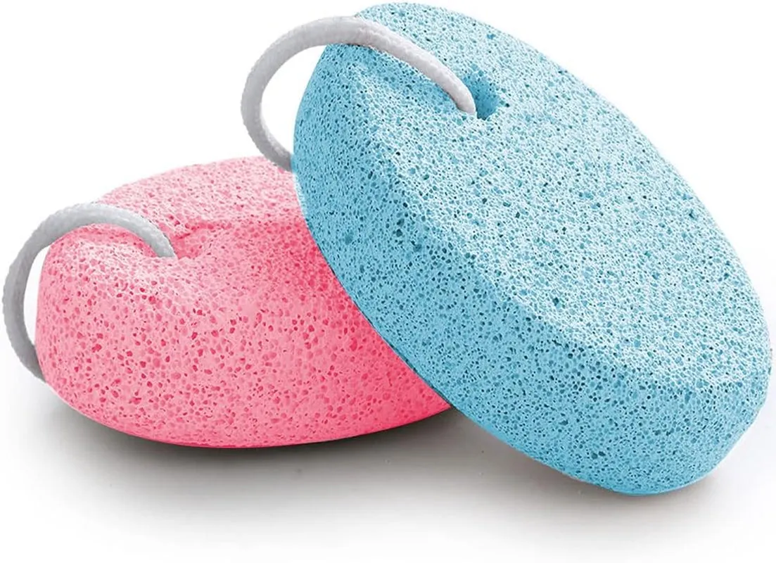 Natural Foot Pumice Stone for Feet,  2-Pack Lava Pedicure Tools Hard Skin Callus Remover for Feet and Hands - White&Red