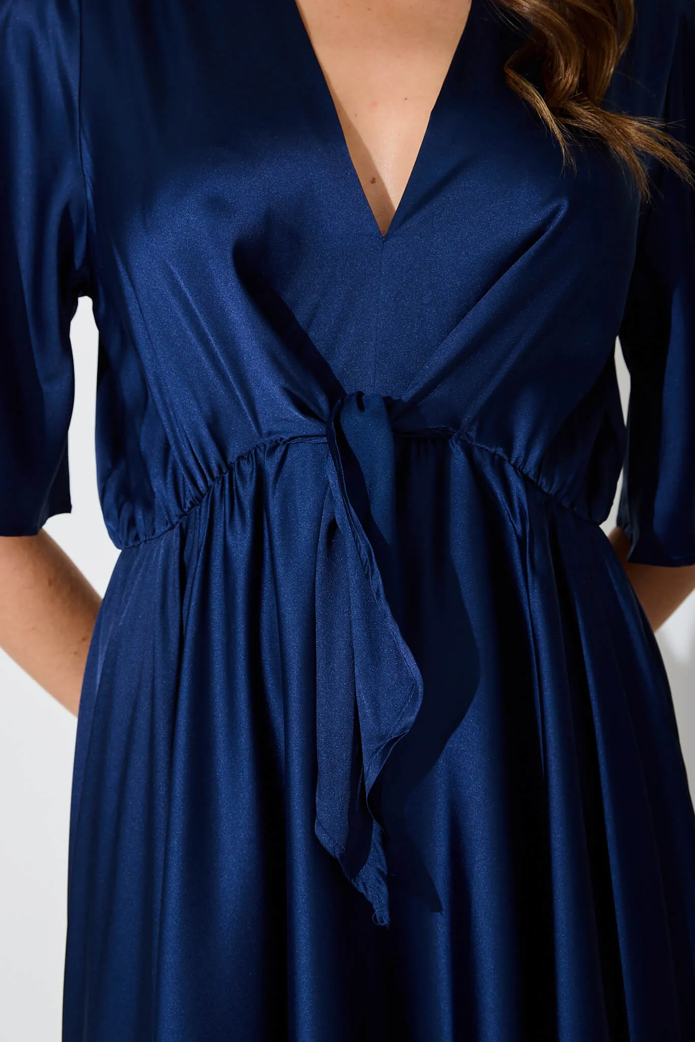 Navy Satin Maxi Dress from Helsinki
